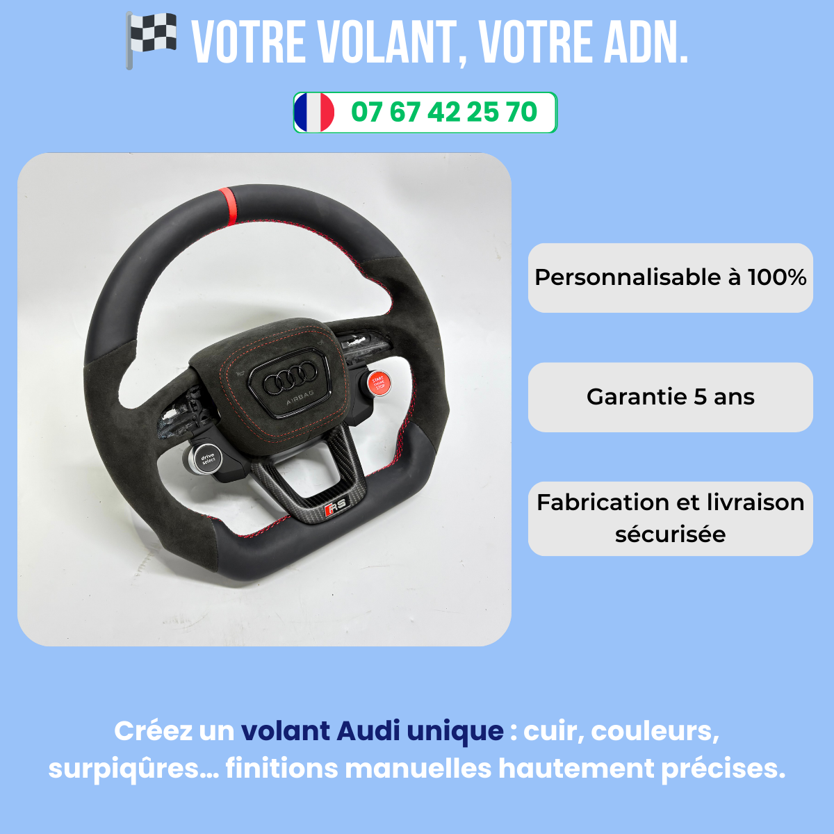 Custom Audi Q3/RSQ3 Steering Wheel — view 3