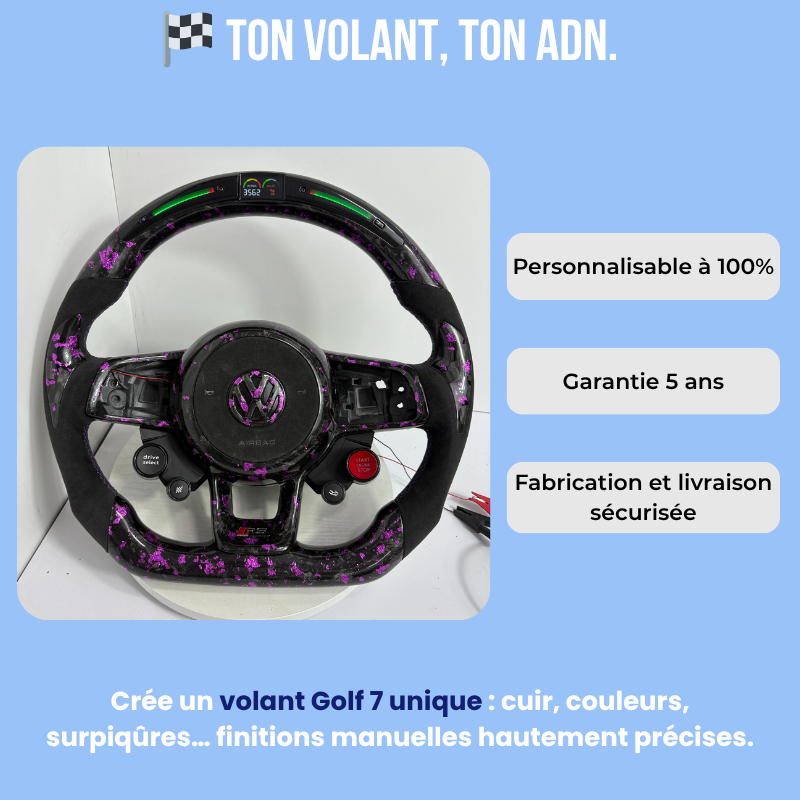 Volant Golf 7 Personnalisé Carbone/Cuir | GTI R GTD